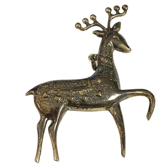 Oneida Other - Vintage 70s Oneida Sterling Silver Cupid Reindeer Ornament Brooch Pin Pendant